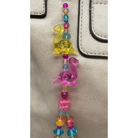 Beaded Purse Charm Suncatcher Dinosaur Yellow Crystal Prism Handbag Ornament - Picture 3 of 10